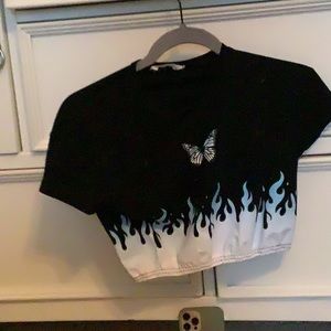 Cute fire butterfly cropped t